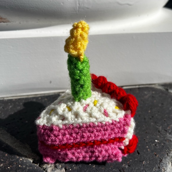 Hand Crocheted Happy Birthday Slice of Cake Party Gift Custom Colors! - Picture 9 of 16